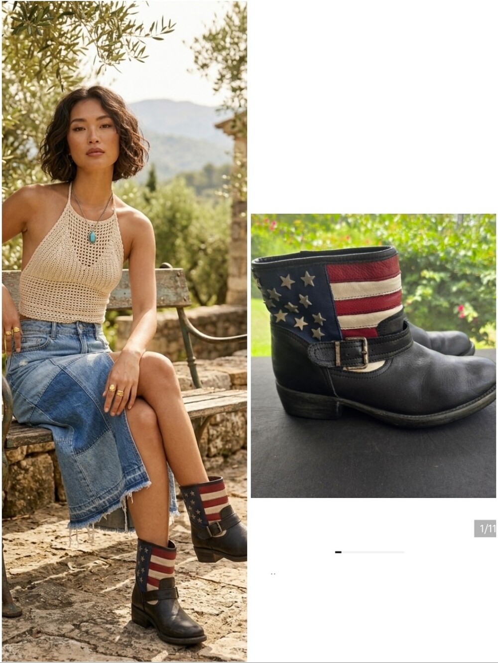 Vintage 90s Catwalk Americana Biker Boots | Star Studded Leather | EU 38 US 8